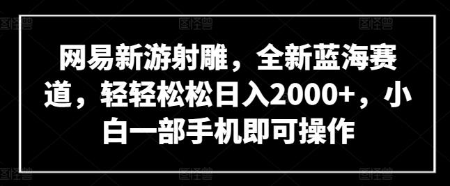 网易新游射雕，全新蓝海赛道，轻轻松松日入2000+，小白一部手机即可操作【揭秘】-小鹏项目网