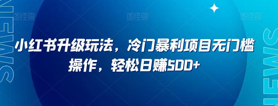 小红书升级玩法，冷门暴利项目无门槛操作，轻松日赚500+【揭秘】-小鹏项目网