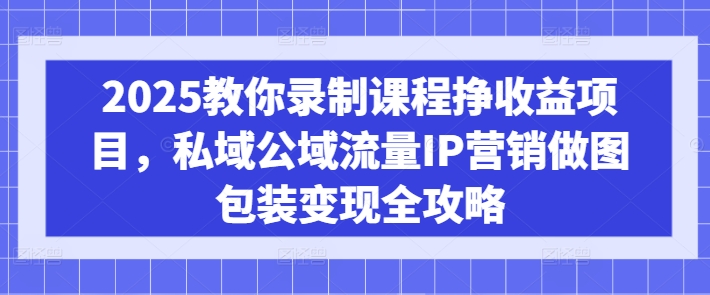 2025教你录制课程挣收益项目，私域公域流量IP营销做图包装变现全攻略-小鹏项目网