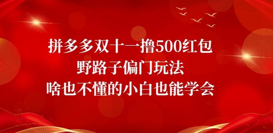 拼多多双十一撸500红包野路子偏门玩法，啥也不懂的小白也能学会【揭秘】-小鹏项目网