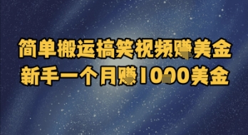 简单搬运搞笑视频挣美金，新手一个月入1k美金-小鹏项目网