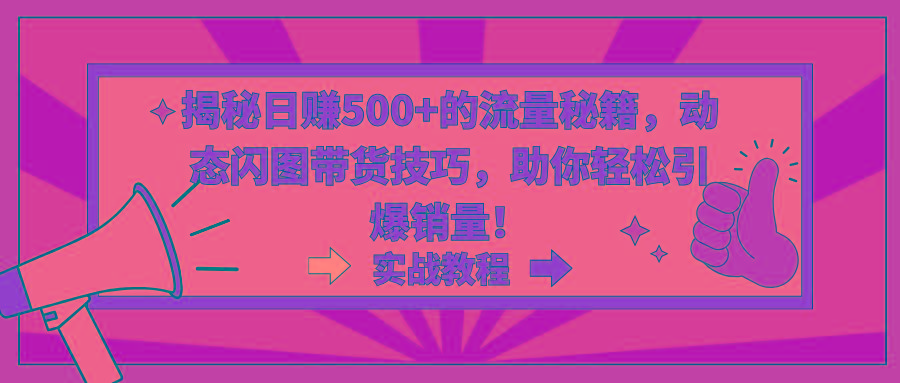 揭秘日赚500+的流量秘籍，动态闪图带货技巧，助你轻松引爆销量！-小鹏项目网
