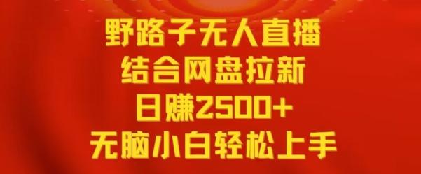 野路子无人直播结合网盘拉新，日赚2500+，小白无脑轻松上手【揭秘】-小鹏项目网