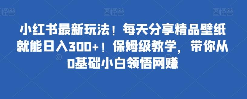 小红书最新玩法！每天分享精品壁纸就能日入300+！保姆级教学，带你从0基础小白领悟网赚-小鹏项目网